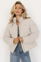 Holden Corduroy Puffer Jacket | Light Greige