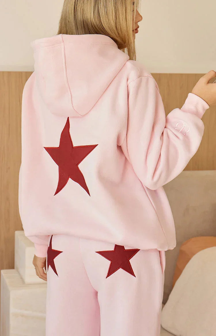 Beginning Pink Burgundy Star Hoodie
